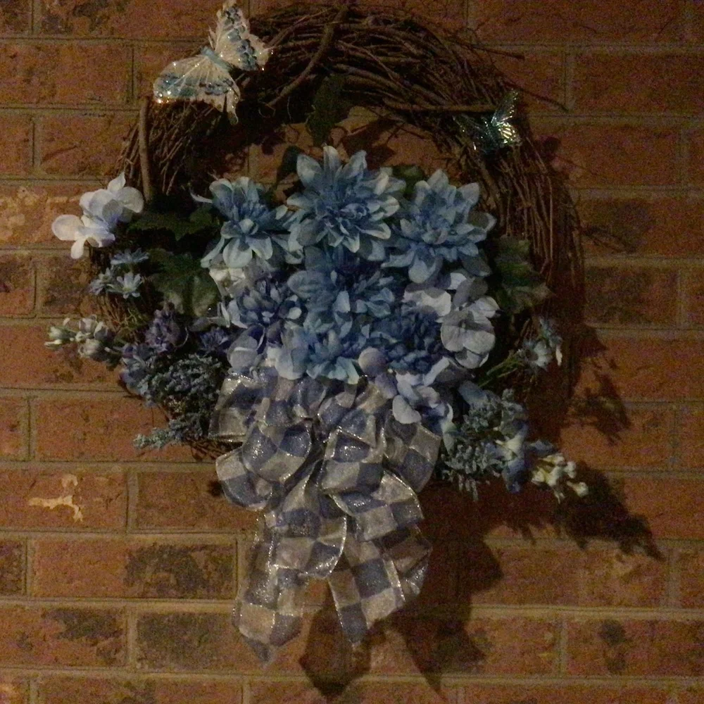 Beautiful Blue Floral Wreath